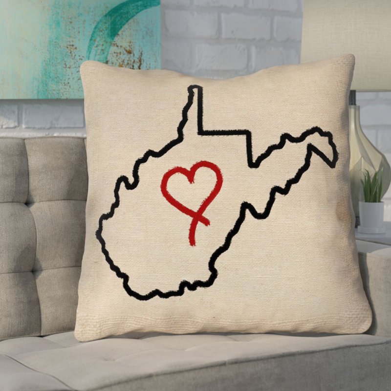 «Katelyn Smith West Virginia Love Outline», H 28 po x l 28 po, Coussin de sol