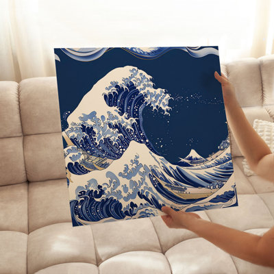 Plage et bord de mer japonais Kanagawa Wave III, reproduction d'art non encadrée