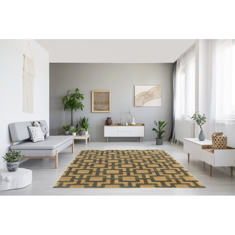 Chloraka Hand Knotted Geometric Indoor Rug, Rectangle 8' x 11'