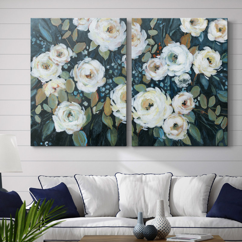 Moonlit Garden II - ensemble de 2 reproductions d'art, H 20 po x l 32 po x P 1 po, Toile tendue, Pas de tapis