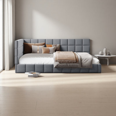 Full Size Upholstered Daybed/Sofa Bed Frame, Velvet