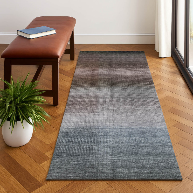 Premium Machine Washable Hooley AMF1735 Squares Rug, Runner 2'3" x 7'6"
