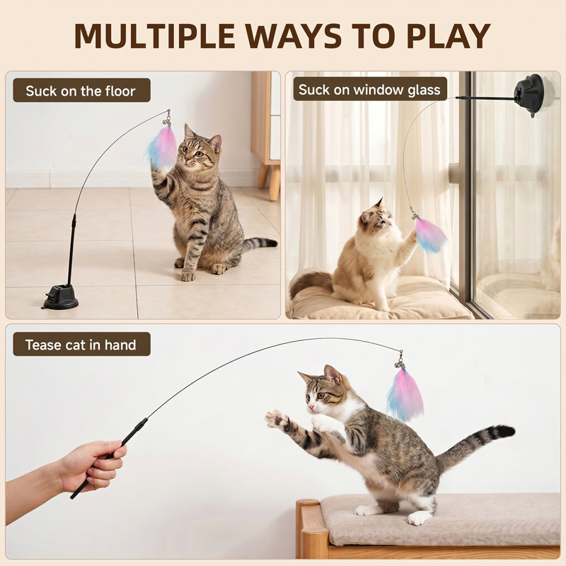 8-Piece Suction-Cup Interactive Cat Teaser Toy Set
