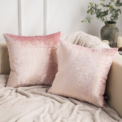 Pink Silver Textured Velvet Throw Pillow Cover, Decorative Cushions for Sofa Bed