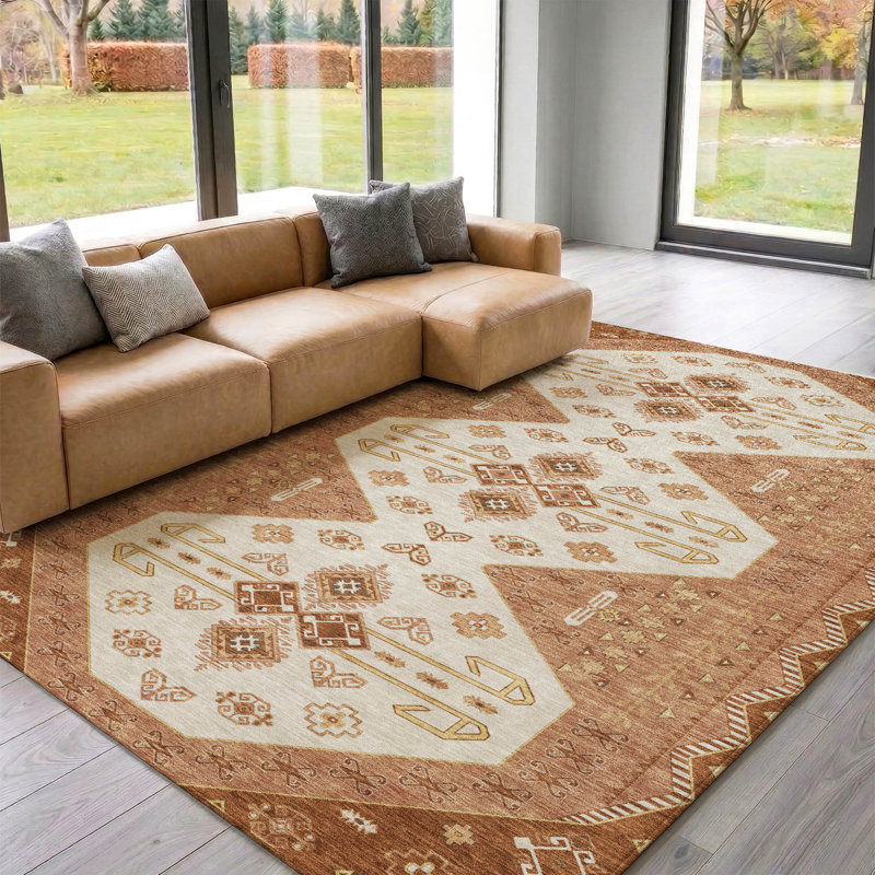 Tapis de qualité supérieure lavable à la machine Villers AMF2565 Global, Paprika, 8' x 10'