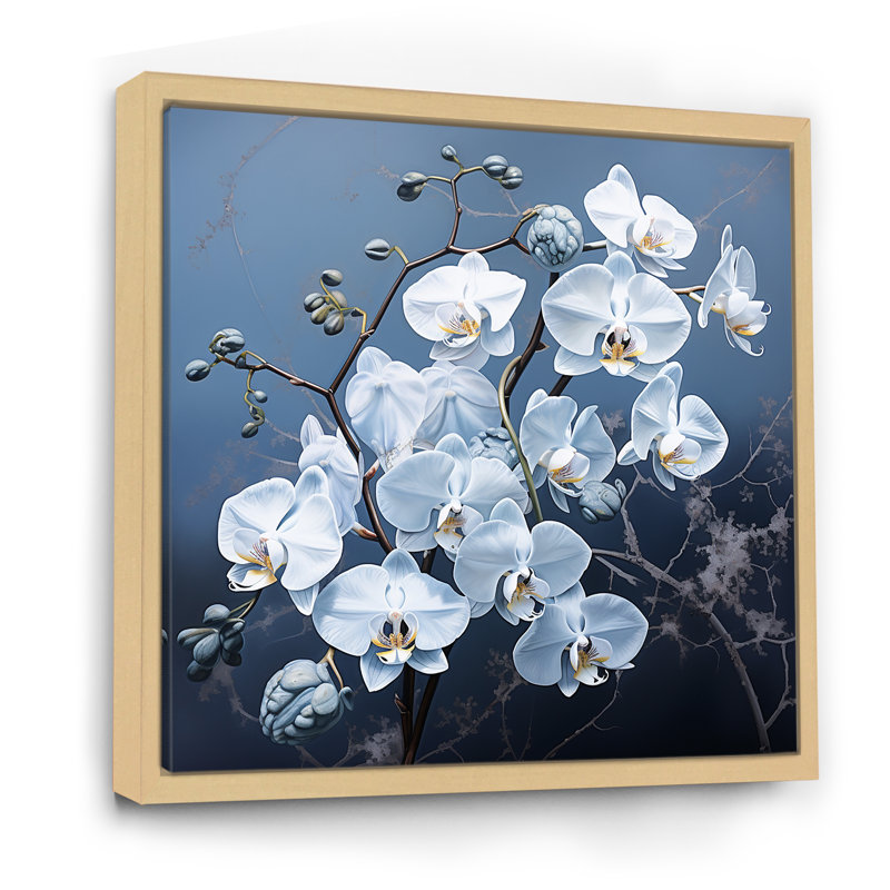 «Orchid Blossoms In Delicate Abstraction», reproduction sur toile, H 30 po x l 30 po x P 1 po, Cadre naturel flottant