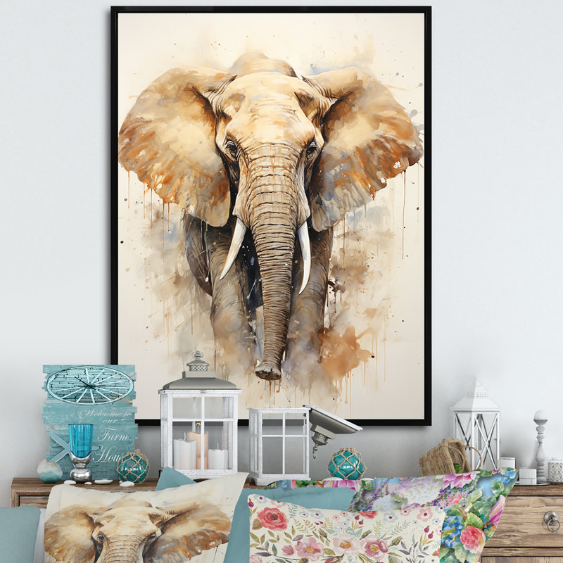 Gentle Elephant Giants sur toile, H 44 po x l 34 po x P 1,5 po, Cadre flottant noir