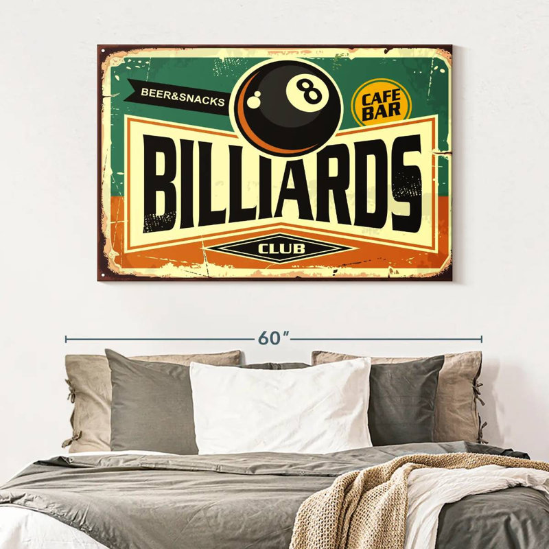 «Billiards Club», reproduction sur toile, H 34 po x l 51 po x P 1,25 po