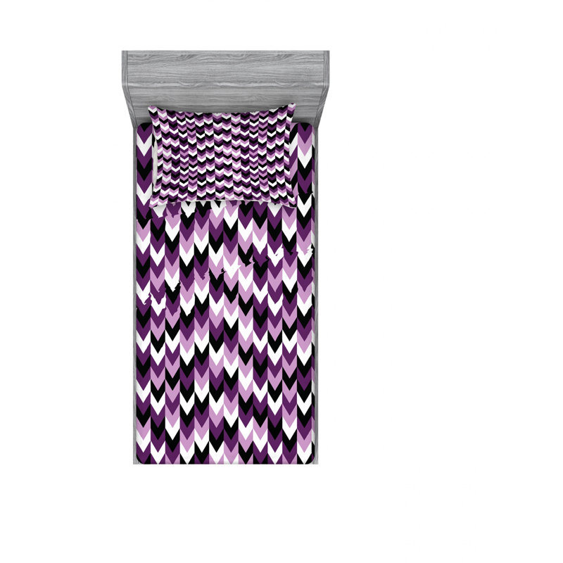 Microfiber Chevron Sheet Set, Twin Sheet Set with Fitted Sheet