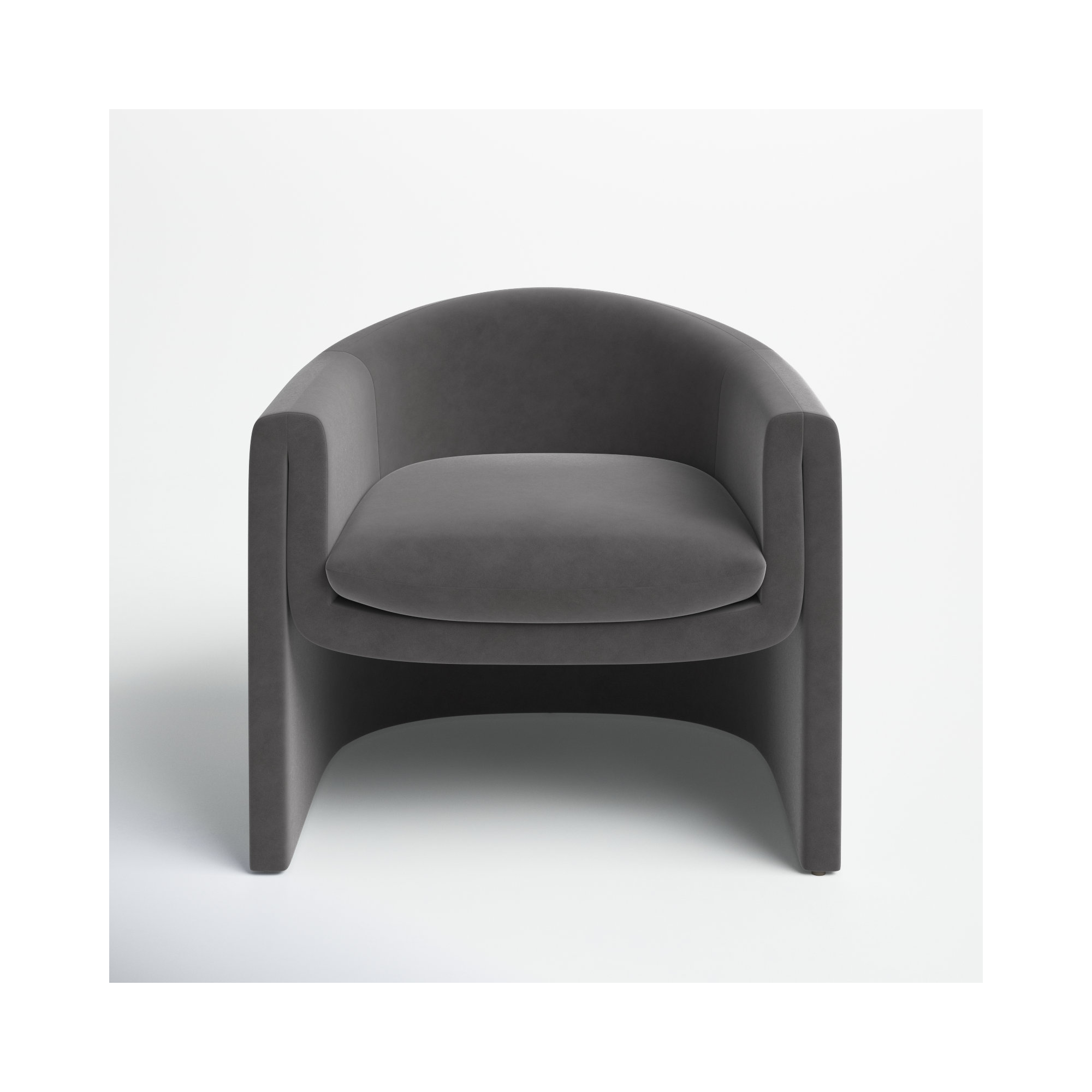 Pollman Upholstered Barrel Chair, Dark Grey Velvet