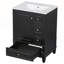 Meuble-lavabo autoportant noir de 24 po avec plateau en céramique, tiroirs et tablettes pour les petites salles de bain-815045524-815045520