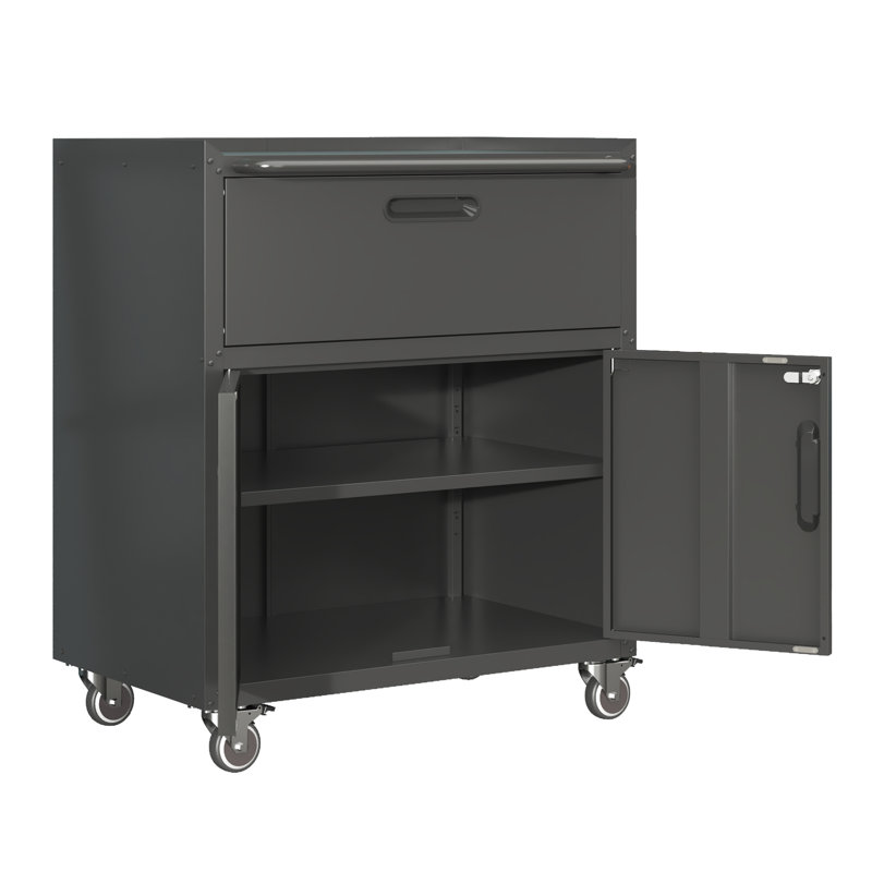 29.5'' W Metal Garage Tool Storage Cabinet on Wheels with 1 Drawer,Black