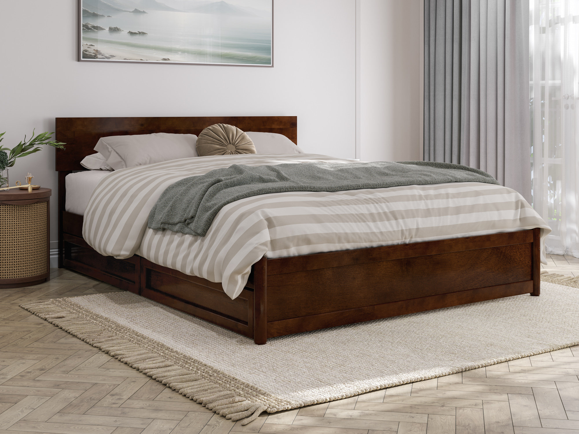 Lamecia Solid Wood Platform Bed with Storage