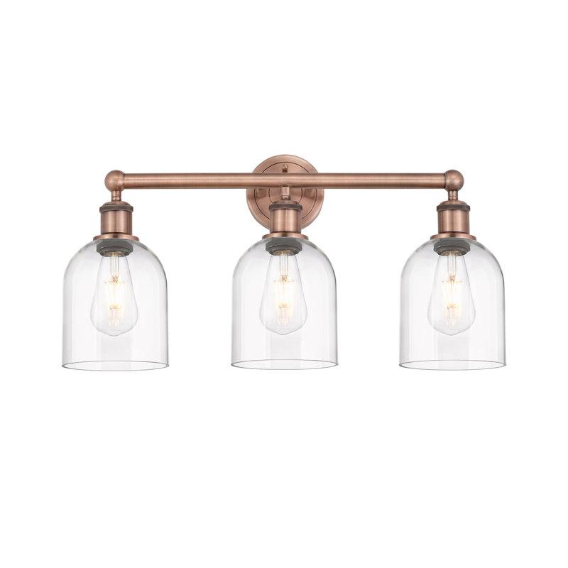 Abat-jour de salle de bain 3 lumières Edison Allysson, Transparent, Cuivre antique