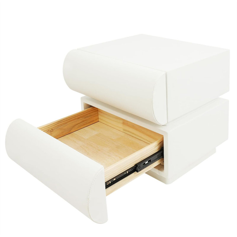 Table de chevet moderne avec 2 tiroirs - Table de chevet en microfibre pour la chambre à coucher, aucun assemblage requis