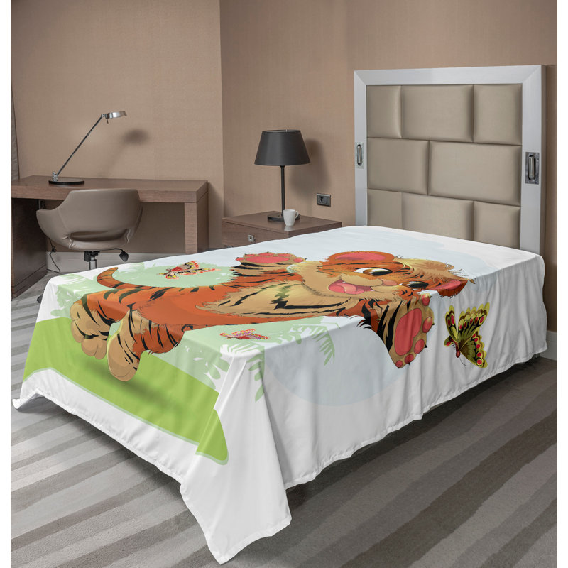 Caricature de dessus plat Ambesonne, Drap plat pour lit simple