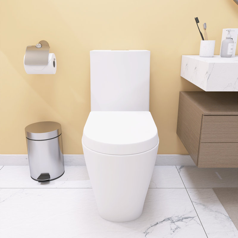 1-Piece 1.1/1.6 GPF Water-Efficient Dual-Flush Elongated Standard-Size Toilet With Soft Closing Seat, Glassy White