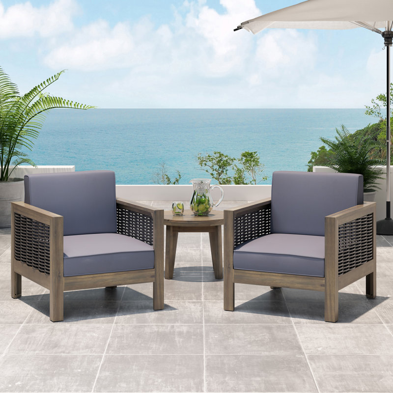 Laila Acacia Outdoor Lounge Chair, Dark Gray/Gray