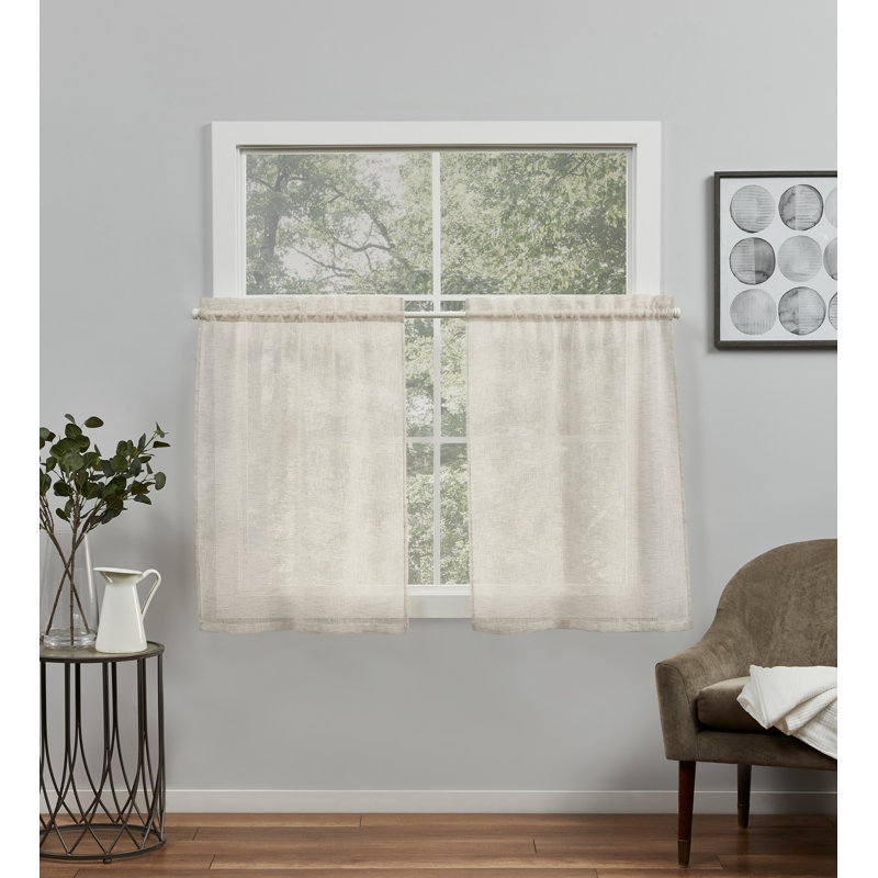 Sheer Curtain Panel Pair, 26" W x 24" L, Taupe