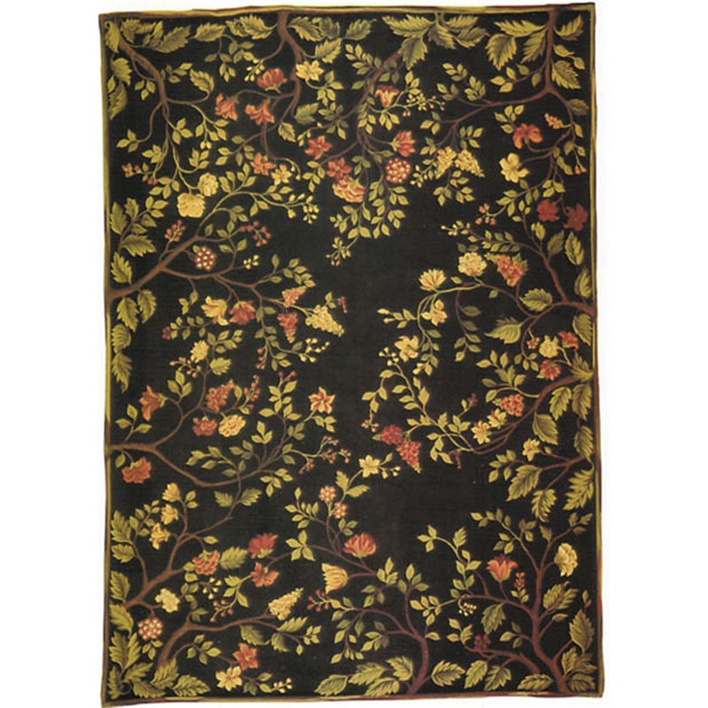 Wool Floral Area Rug, Rectangle 9'1" x 12'1"