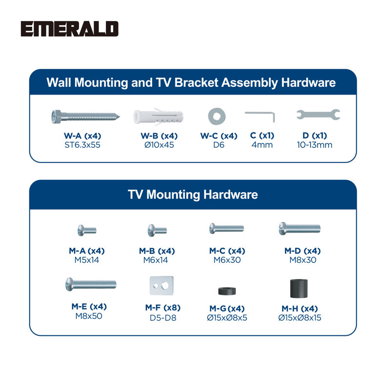 Emerald Full Motion Wall Mount For 26"-70" TVs - Up to 99lbs - Tilt, Swivel, Level  Adjustment