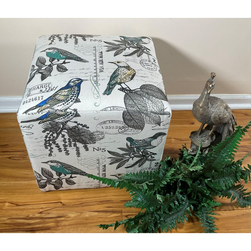 Cube Ottoman "Bird Stamp" Design
