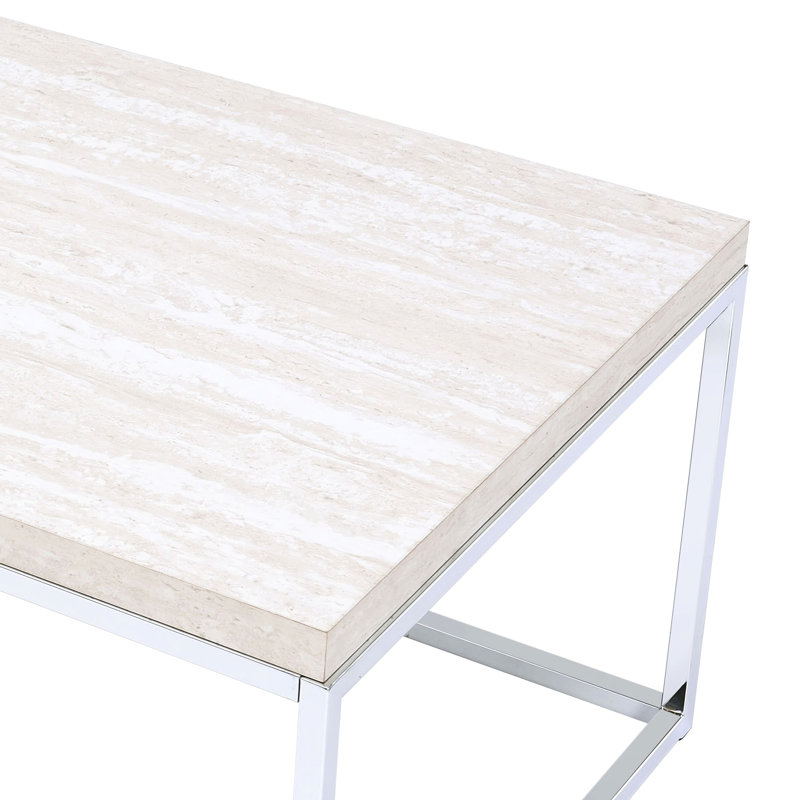 Ornement élégant en chêne et table basse avec base rectangulaire en forme de traîneau