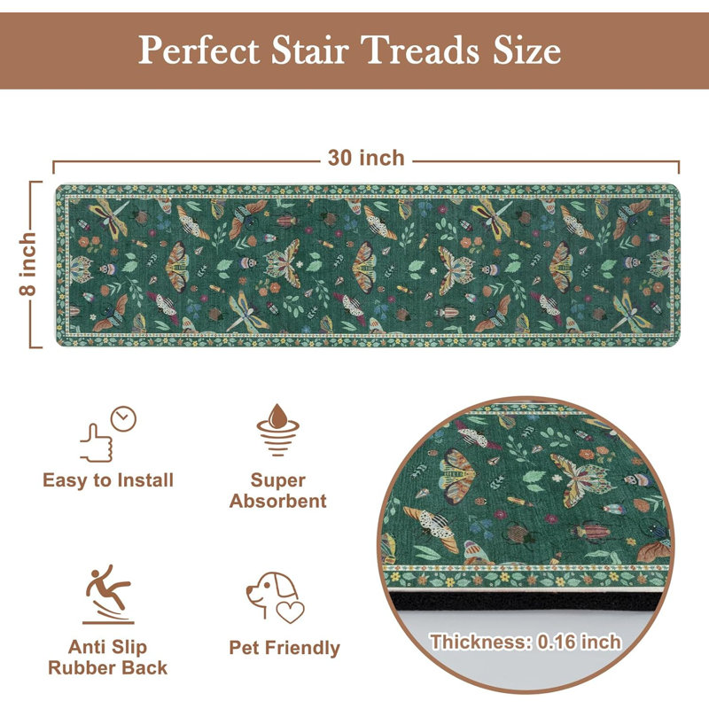 Tapis d'escalier antidérapant 15PCS, 8 "x 30" pour marches en bois d'intérieur