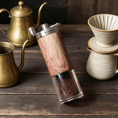 Moulin à café manuel de qualité supérieure avec meule réglable en céramique - Moulin à manivelle en acier inoxydable pour espresso, presse française, verseur, maison, bureau et voyage