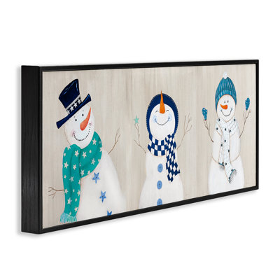 «Happy Snowman Trio», art mural sur toile par Janet Tava
