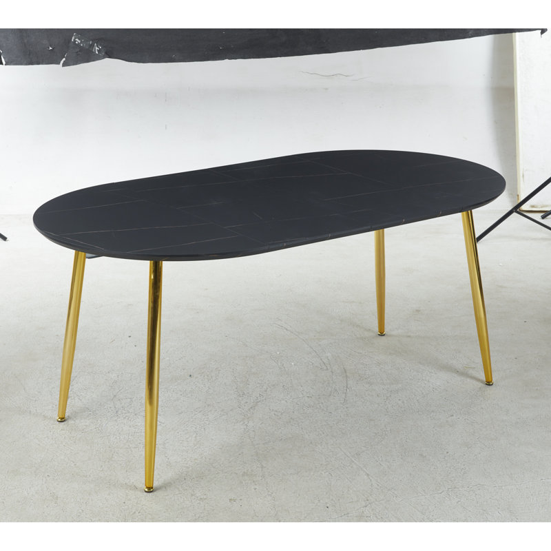 Table basse Avanna, Noir, Doré