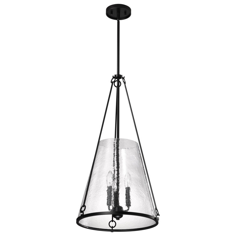 Anita Valentine - Petit luminaire suspendu - Verre martelé, Noir, H 29,25 po x l 16 po x P 16 po