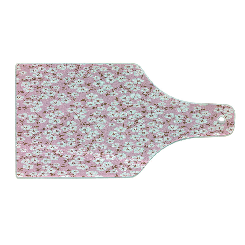 Planche à découper en verre trempé rose et blanc Ambesonne