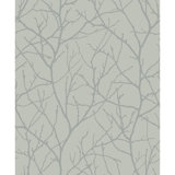 Trees Silhouette Floral Metallic Wallpaper Roll