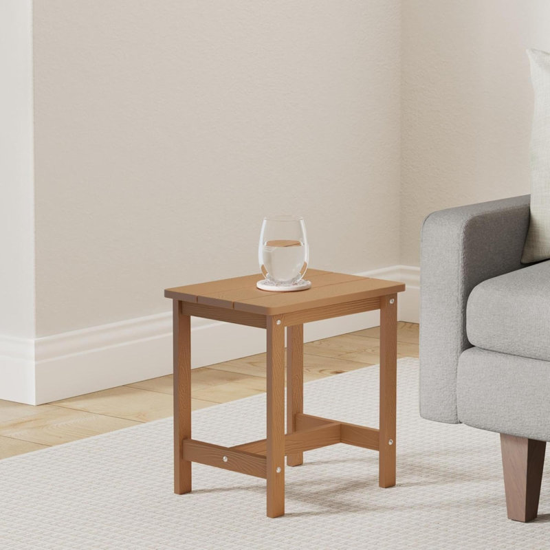 Outdoor Side Table, HDPS  Adirondack End Table For Patio, Porch, Deck, Weather Resistant, Easy Maintenance, Indoor Or Outdoor Use, Teak Color