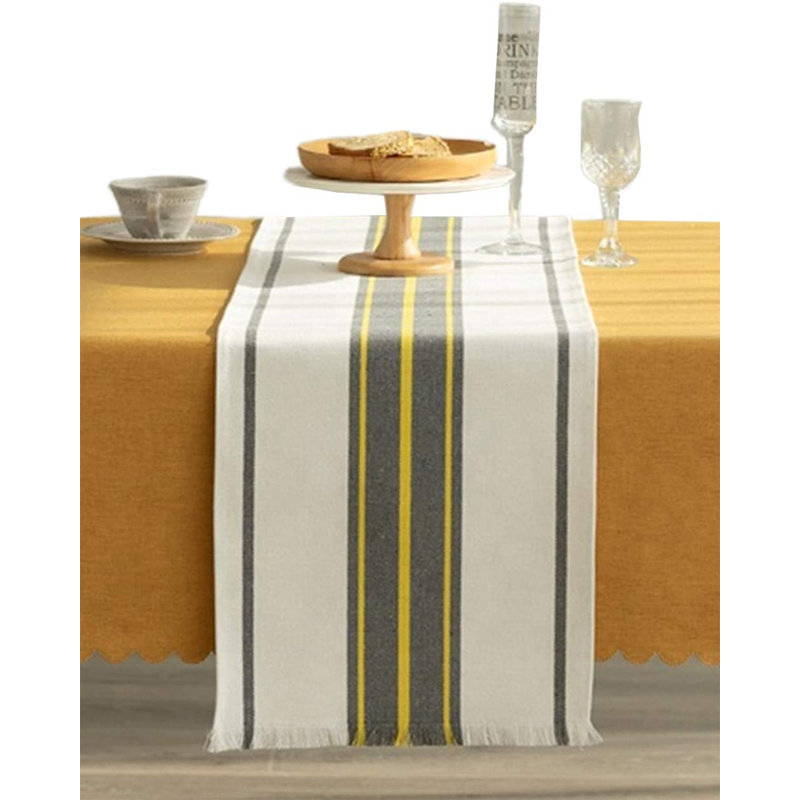 Chemin de table rayé, L 87 po x l 14 po