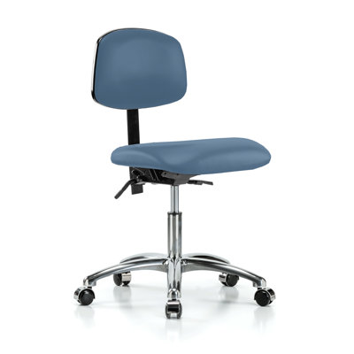 Chaise de laboratoire PERCH en chrome avec dossier réglable | Hauteur du bureau: 17 à 22 po