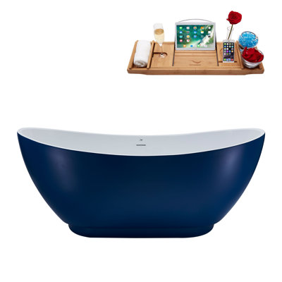 62.2'' x 28.3'' Freestanding Soaking Acrylic Bathtub