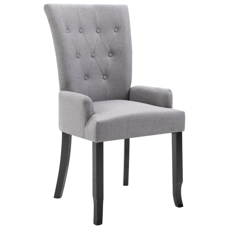 Beverle Dining Chair with Armrests Fabric, Light Gray, 6