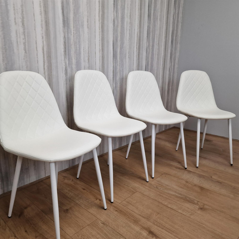 Penarth 44cm H Upholstered Metal Side Chair, White, White