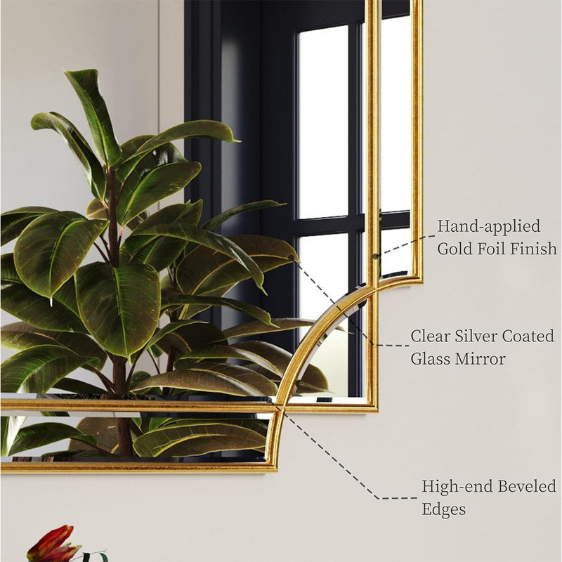 Gold Foil Finish Rectangular Full Length Wall Mirror