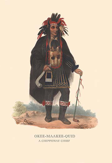 Okee-maakee-quid (a chippewah chef) de mckenney et imprimé de hall d’entrée, H 66 po x l 44 po x P 1,5 po