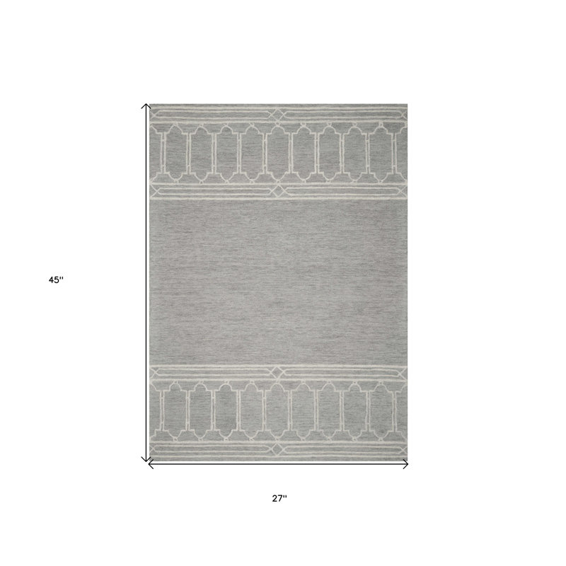 Tapis gris en laine touffeté à la main Jeweldene, Rectangle 2 pi 3 po x 3 pi 9 po