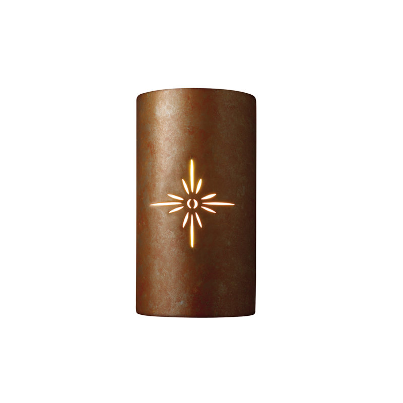 Zayyan Ceramic Wall Sconce, Rust Patina, Sunburst
