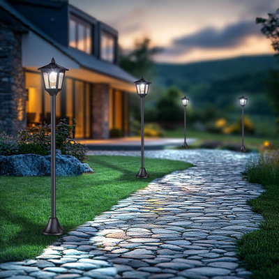 Paquet de 2 lampadaires solaires de 40 pouces, éclairage d'extérieur à DEL, allumage et extinction automatique Dusk To Dawn, imperméable Ip65, lumière de cour décorative
