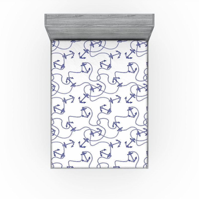 Ambesonne Anchor Fitted Sheet 2-Pack Hand Drawn Anchors undefined, California King Fitted Sheet