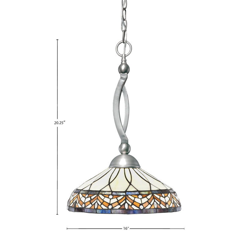 Bow Chain Hung Pendant Glass, Brushed Nickel, 20", Royal Merlot Tiffany
