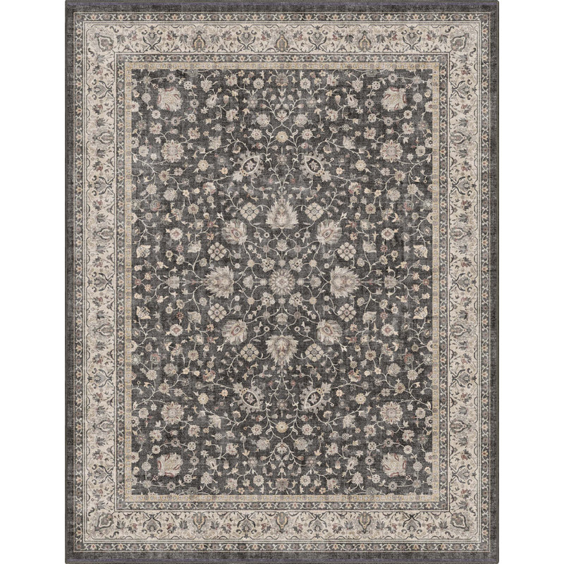 Tapis noir persan oriental rétro Dyrk Rome, Rectangle 3 pi 3 po x 5 pi
