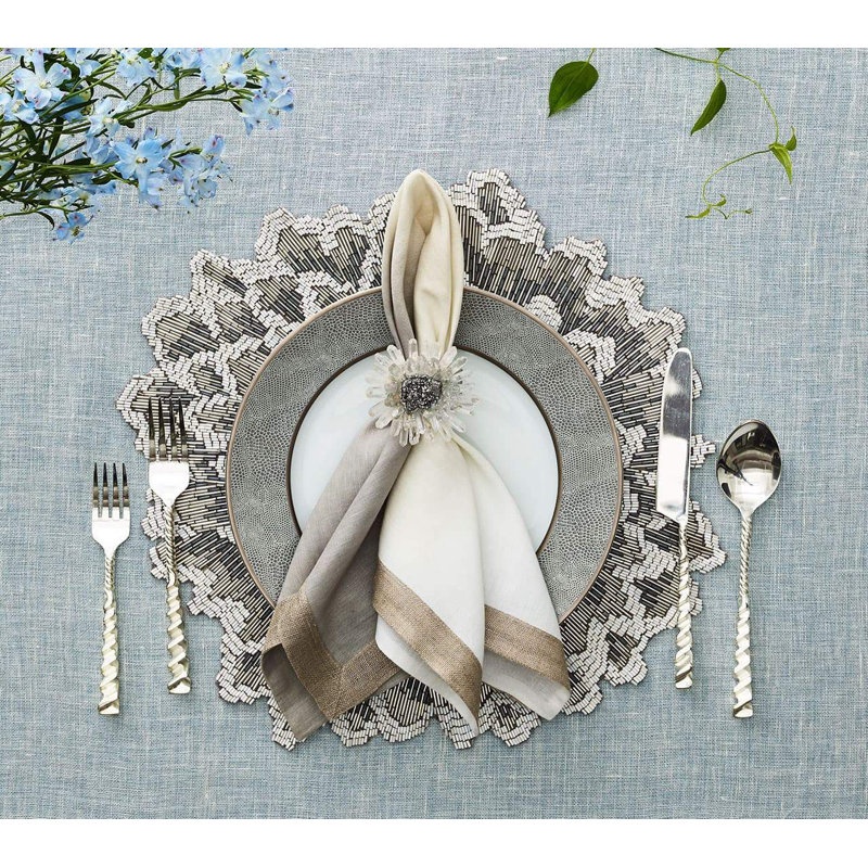 Dip Dye Linen Napkin, Natural/Green