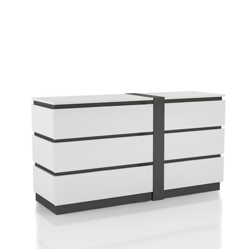 Carilla 58" W 6-Drawer Two-Tone Modern Dresser